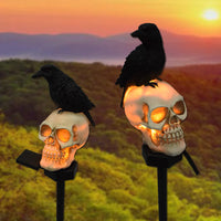 Halloween Solar Resin Crow Skull Garden Decorative Lights