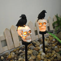 Halloween Solar Resin Crow Skull Garden Decorative Lights
