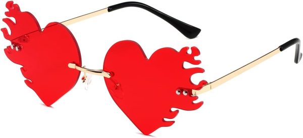 Fire Heart Shaped Sunglasses