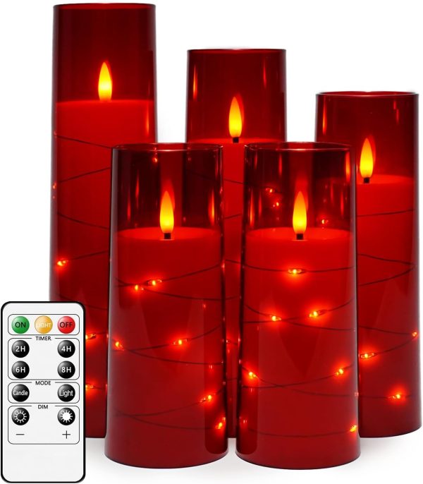 Flameless LED Candles with Timer 5 Pc