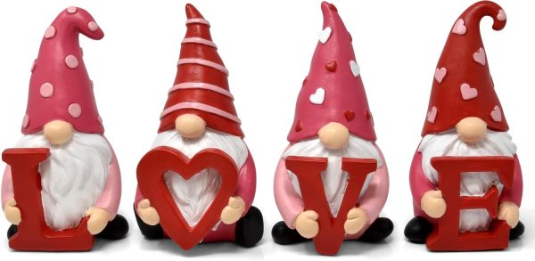 Valentine's Day Gnomes Figurine Tabletop Decor Set of 4